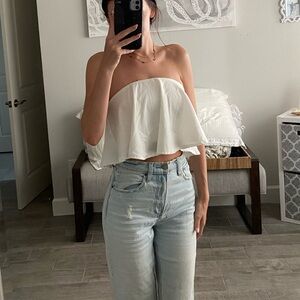 White fox Strapless Top